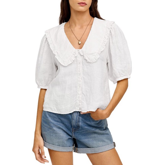 Anthropologie White Linen Blouse - Picture 2 of 9